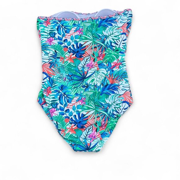 Tommy Bahama Palm Party Shirred Bandeau One Piece Swimsuit size 12 - Picture 4 of 5